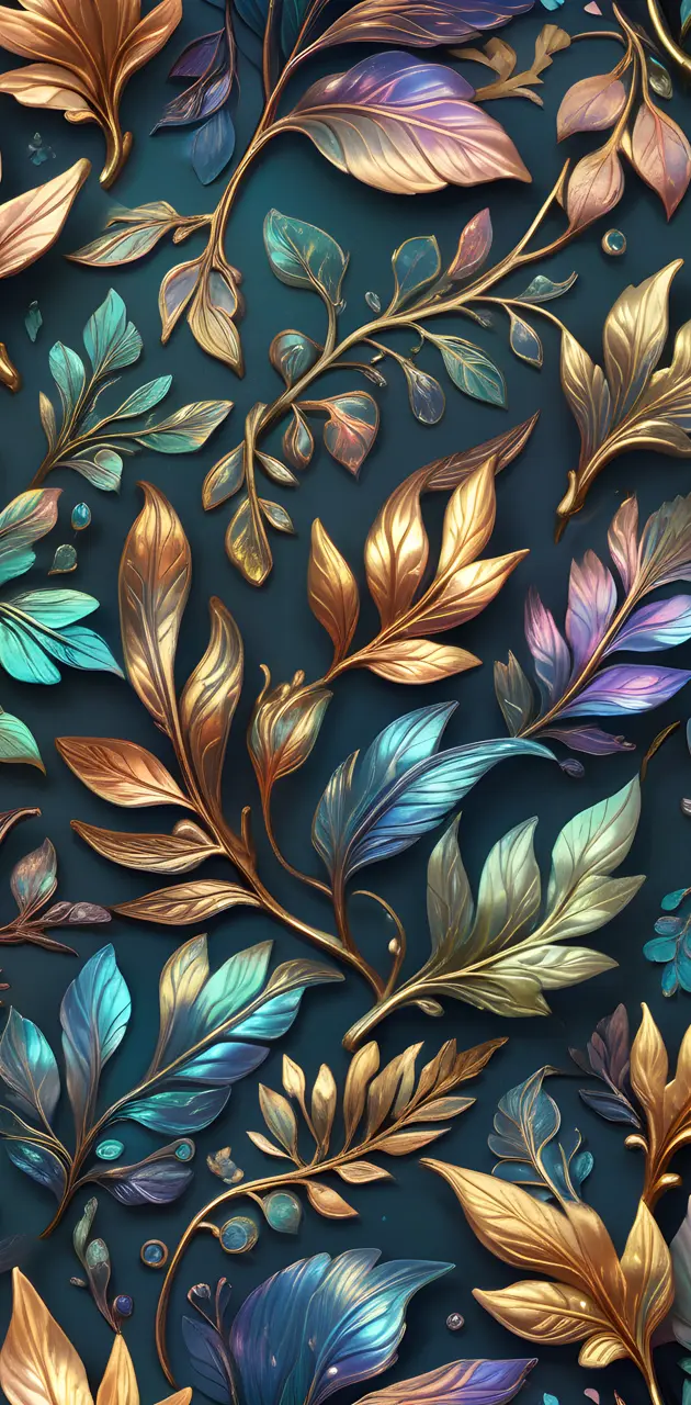 Gold Iridescent Leaves