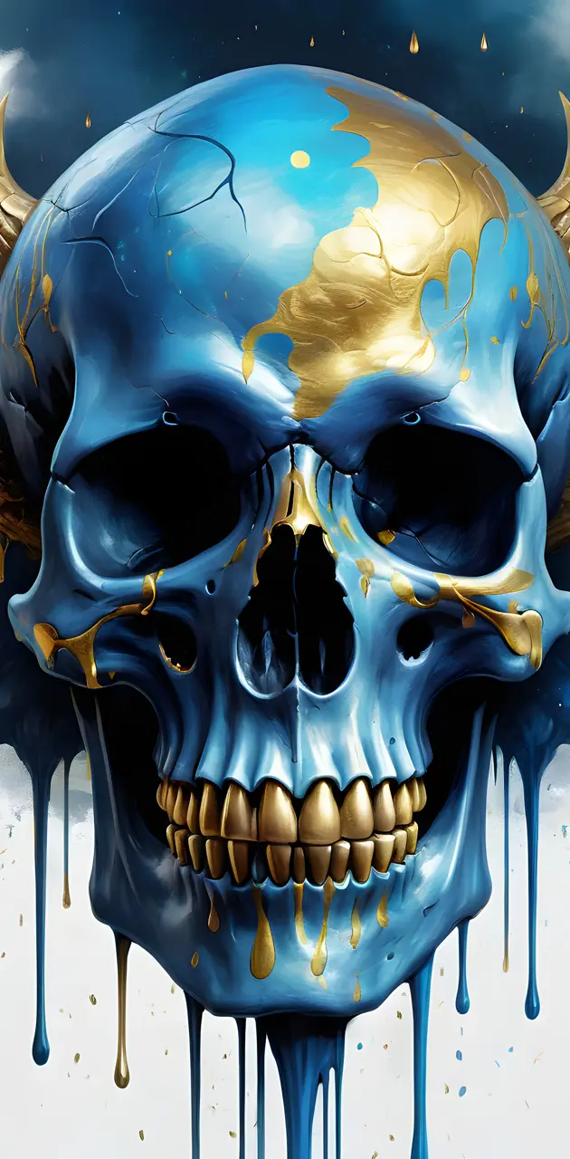 blue gold dripping skull