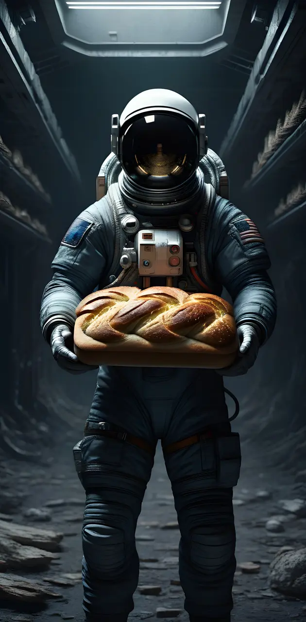 astronaut with a loaf of bread