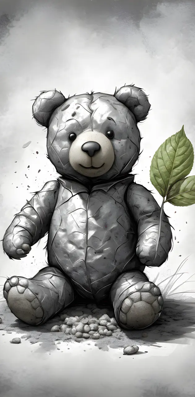 a teddy bear with a leaf