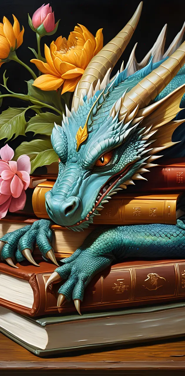 dragon with books