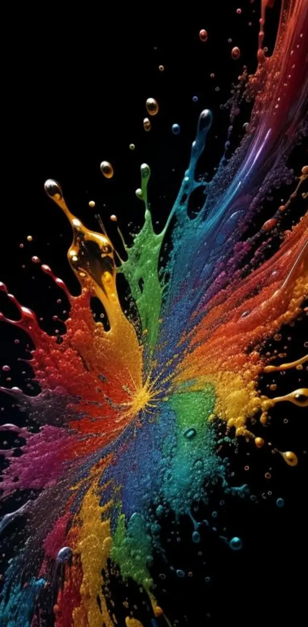 Colorful liquid oil splashing on intricate pattern.