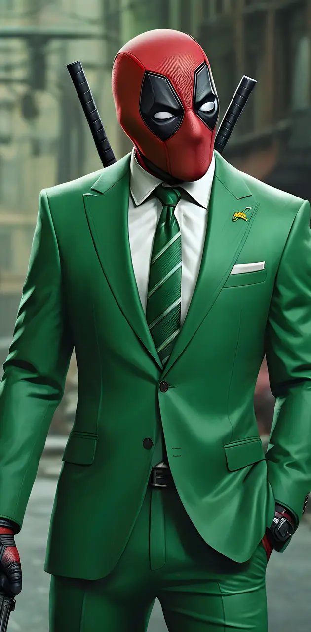 deadpool in a green suit