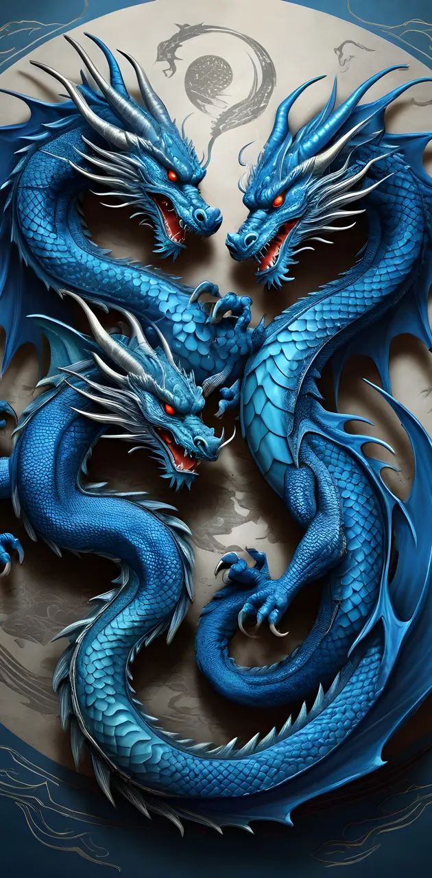 Twin blue dragons