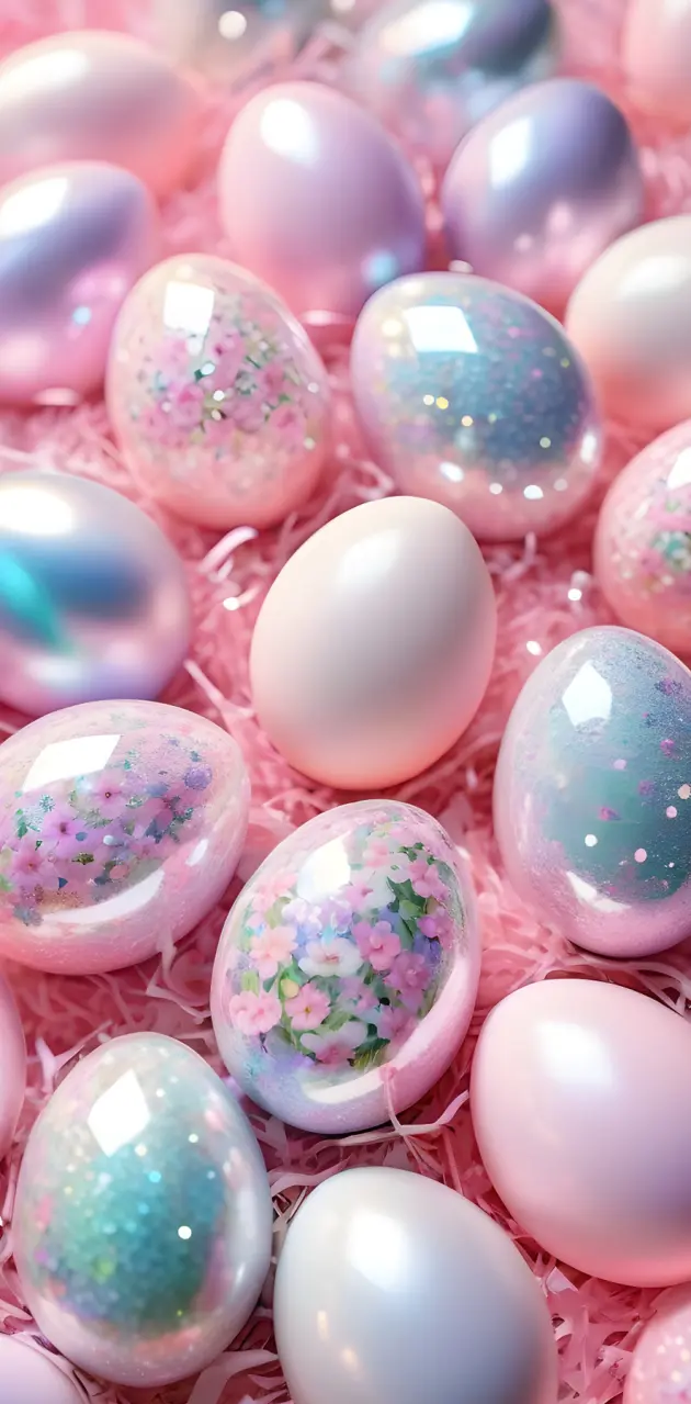 Pastel Pink Floral Easter Eggs