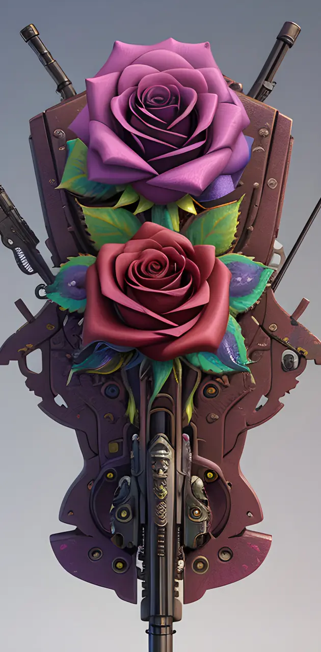gun with roses