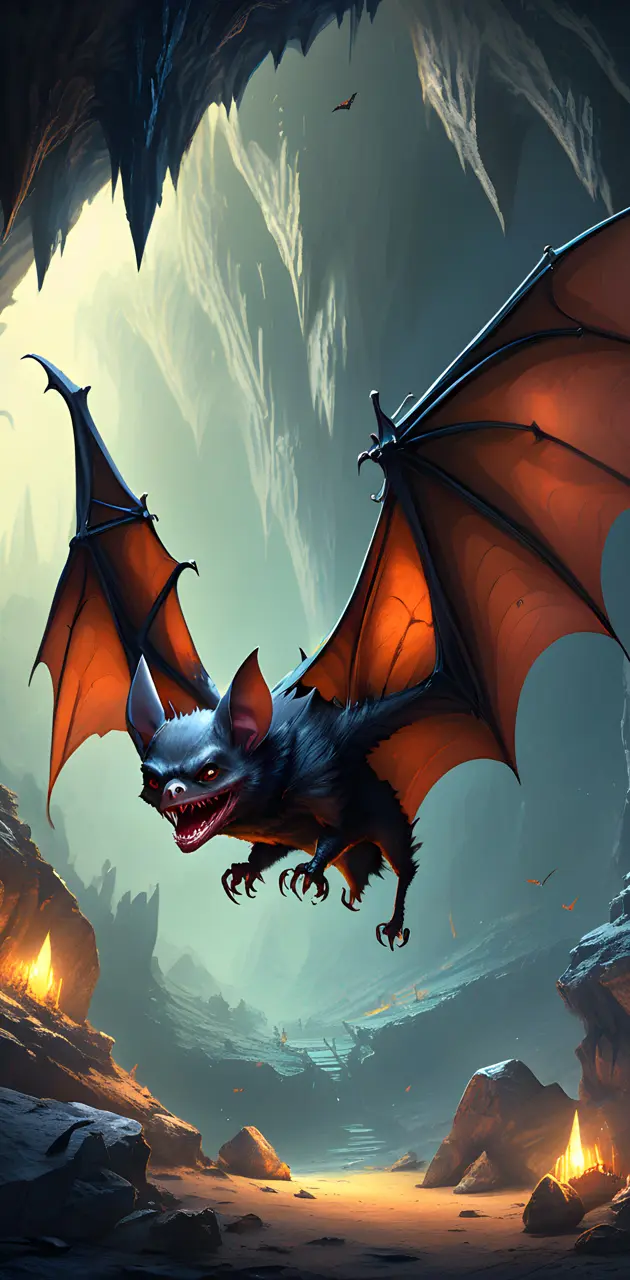 a dragon with wings and a cape flying over a fire