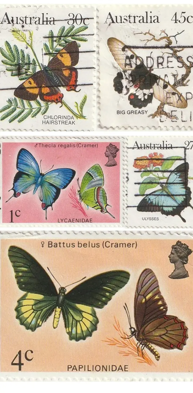 5 Butterfly Postage