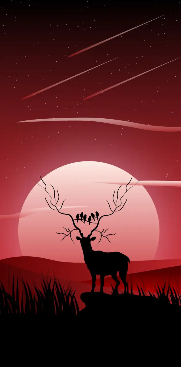 Deer red silhouette