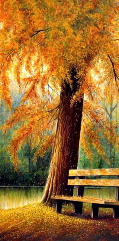Bench in autumn gold