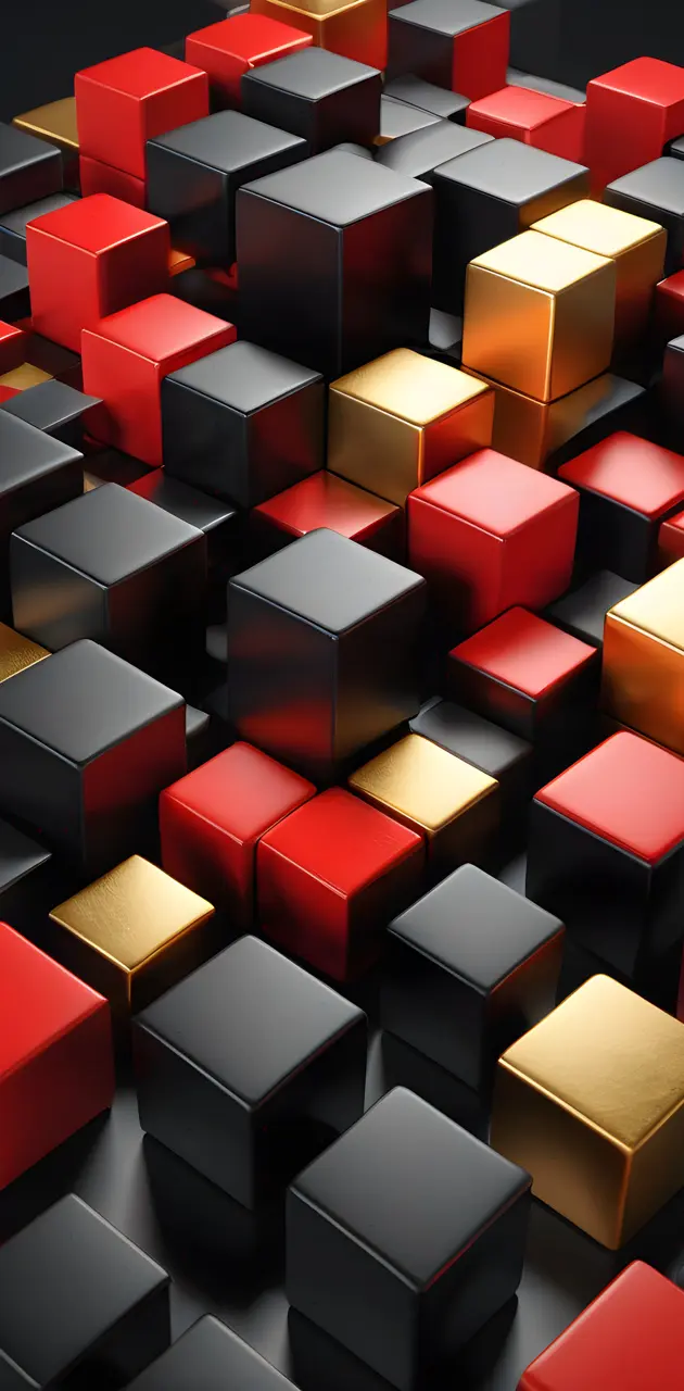 cubes red black and gold
