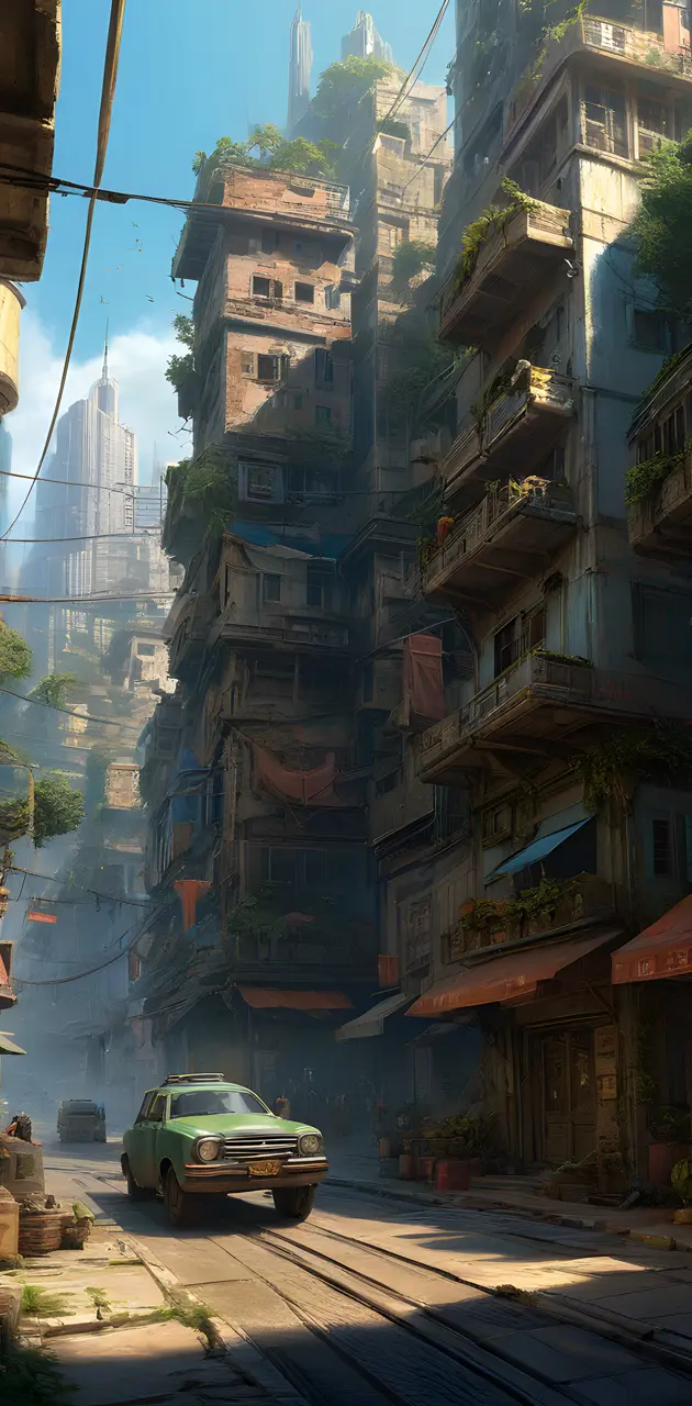 Futuristic ruined city