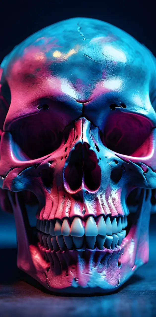 a pink and purple skull