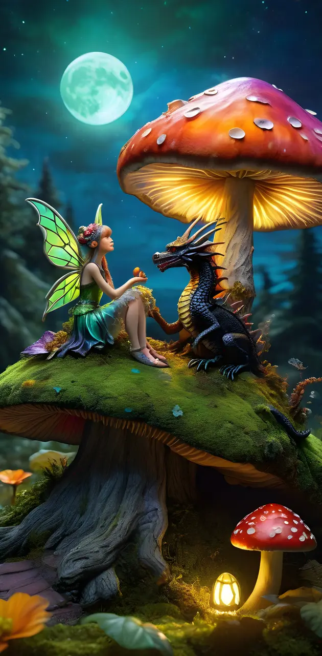A Fairy & A Dragon Sitting Together