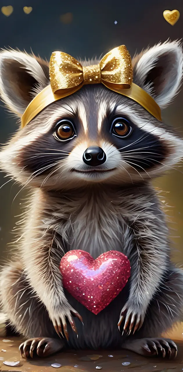 a raccoon wearing a crown