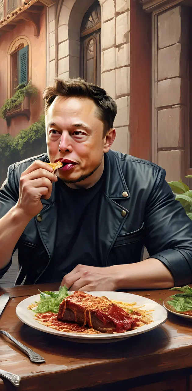 Elon musk eating roman