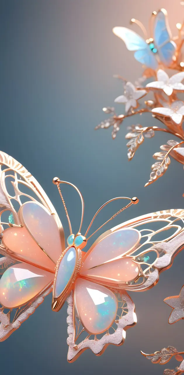 lace opal peach butterfly