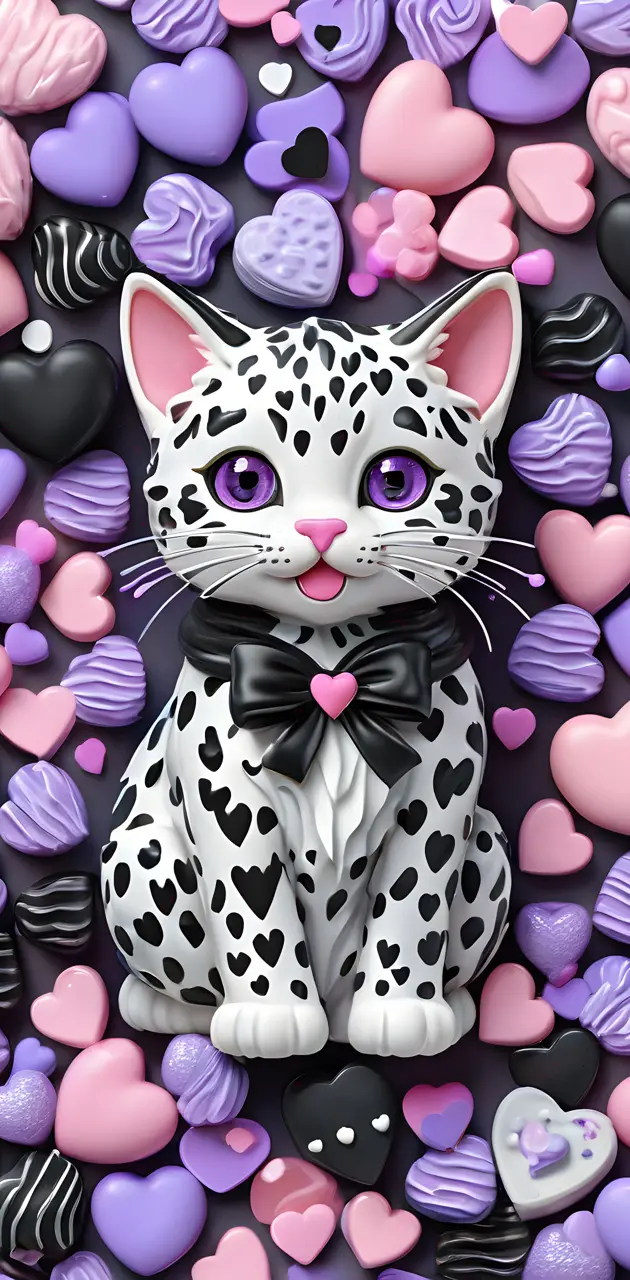 a cat made out of purple and white flowers