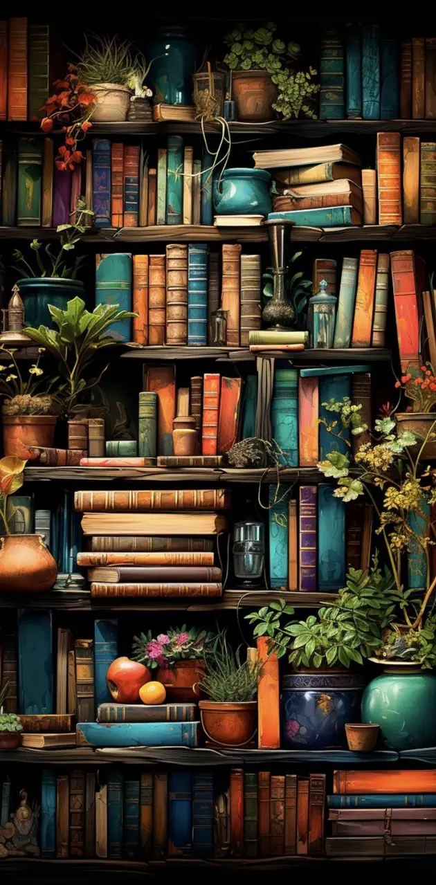 Book shelves & plants