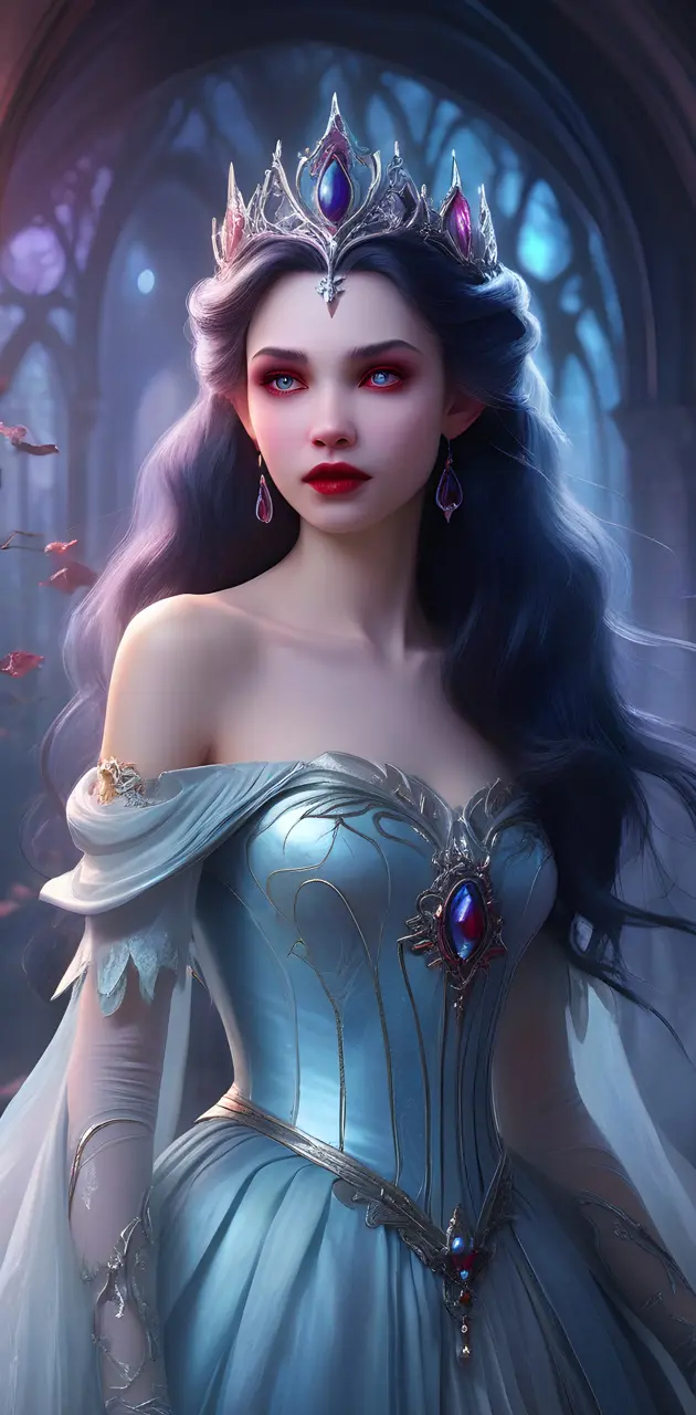beautiful Vampire Princess in white