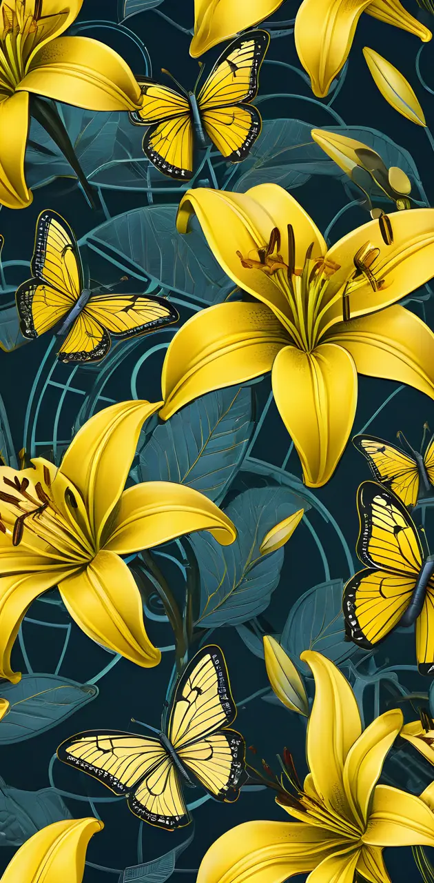 yellow lily butterflies