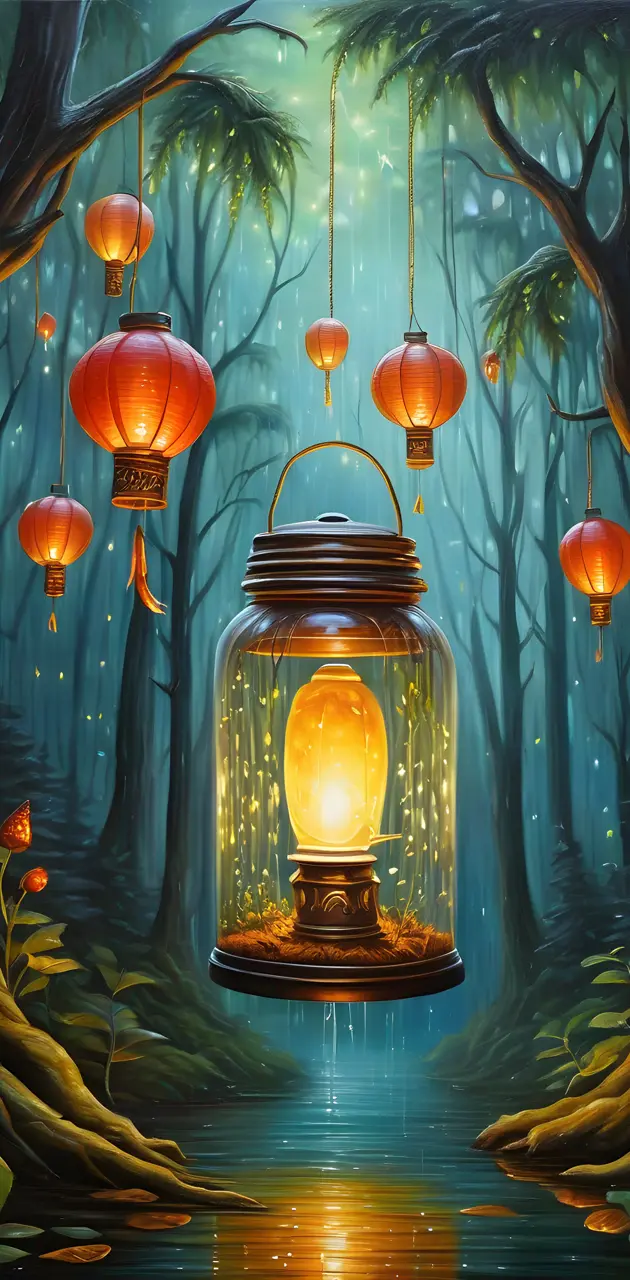 a painting of a lantern