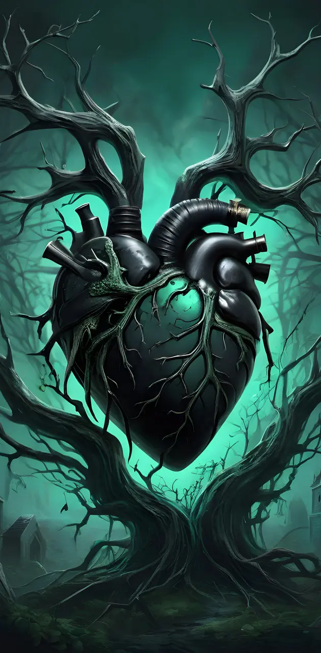 Black and mint heart