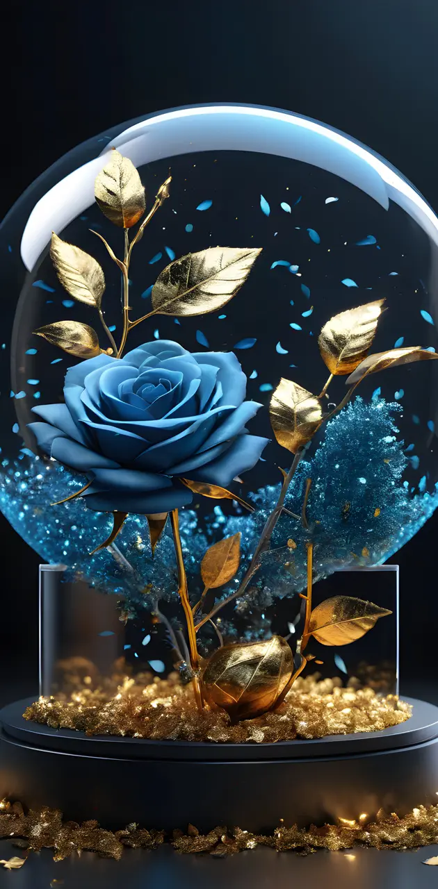 a blue flower in a vase