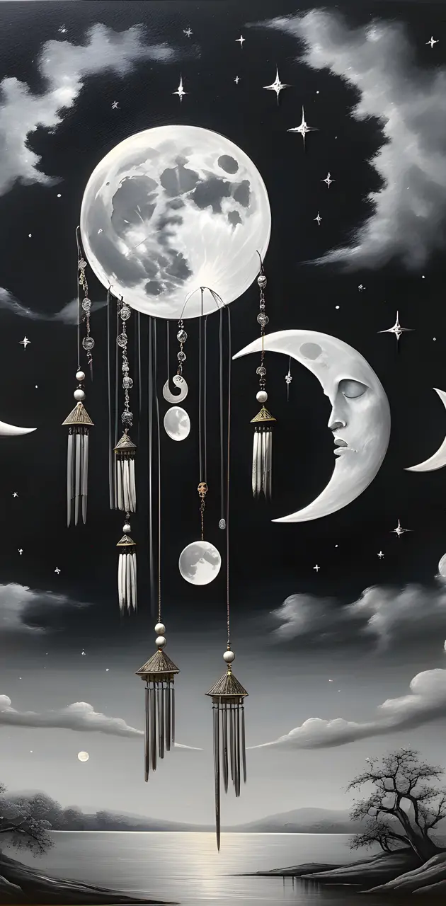 moon with wind chimes
