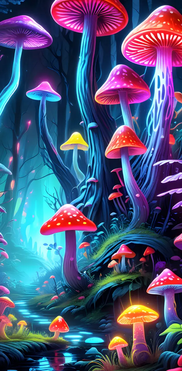 Neon mushrooms 