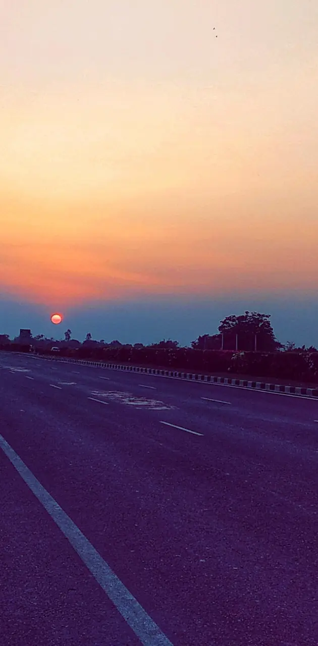 Highway sunset