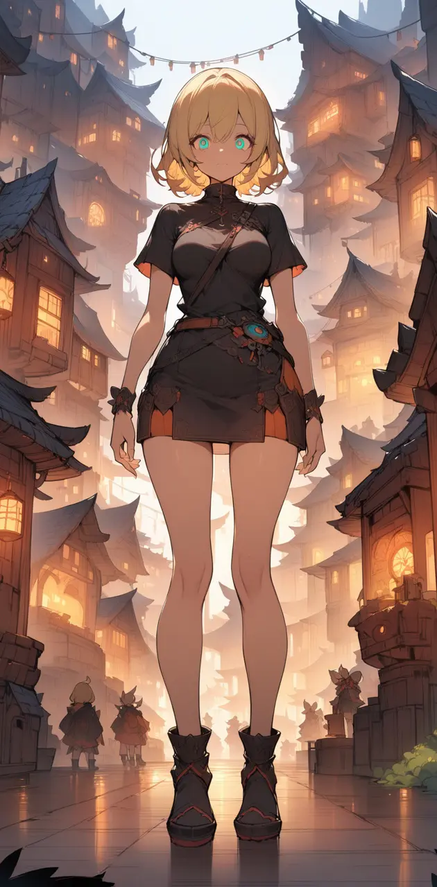 A cute anime girl standing 