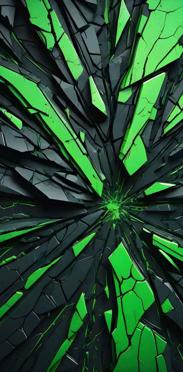 a close up of a green and black design