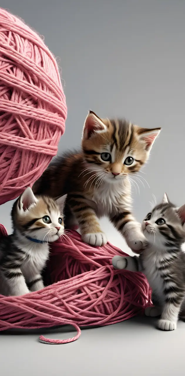 a group of kittens on a pink chair
