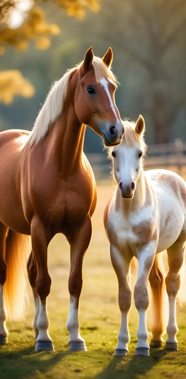 a couple of horses standing in a field