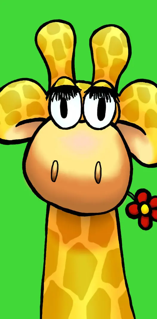 Giraffe With Flower