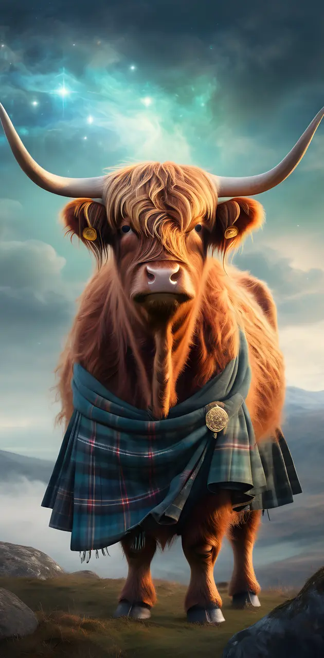 Highland Cow Wearing a Kilt