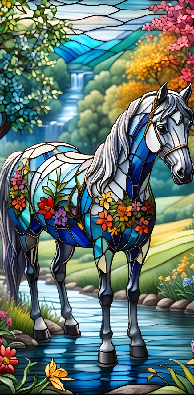 stained glass horse