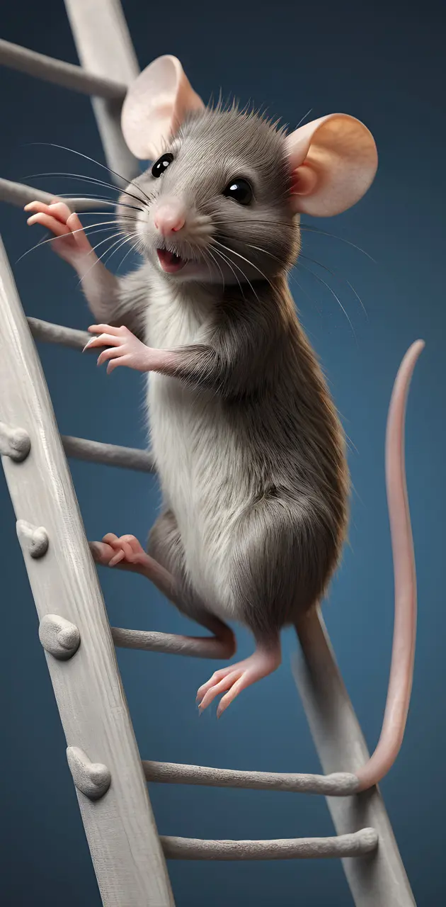baby rat on ladder