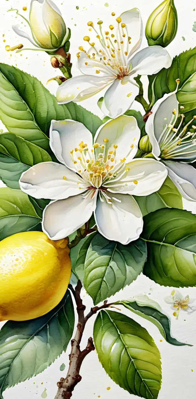 Lemon blossom watercolor 