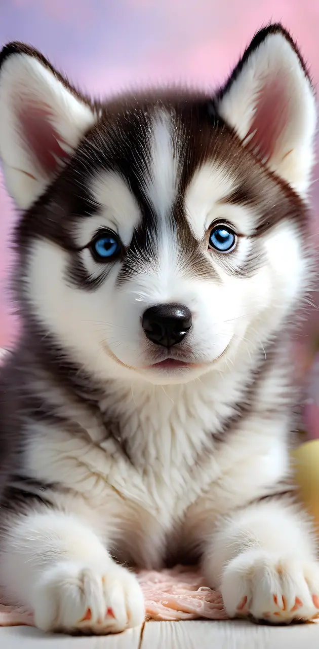 puppy huskey with ble eyes