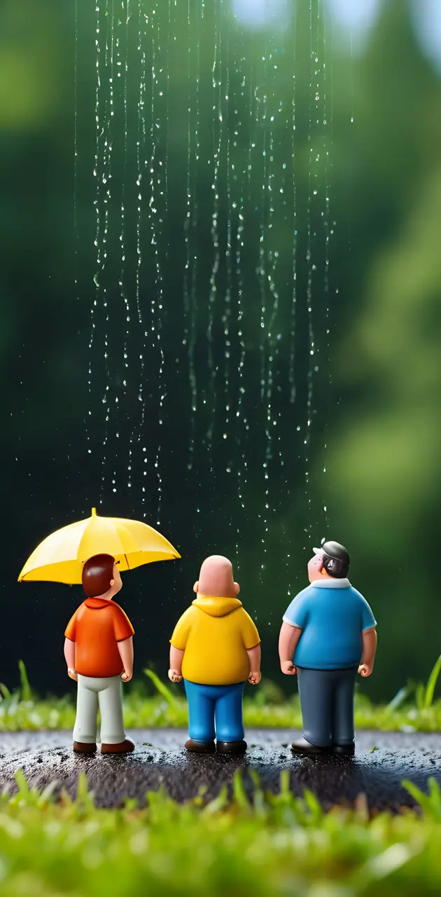 a group of people standing under an umbrella