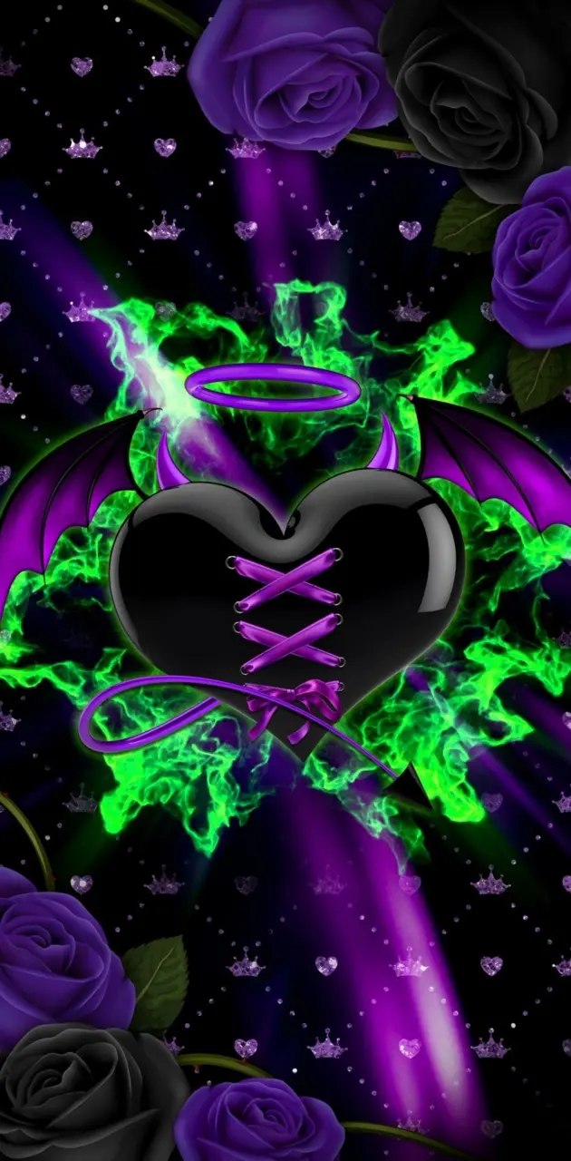Purple and Green Heart