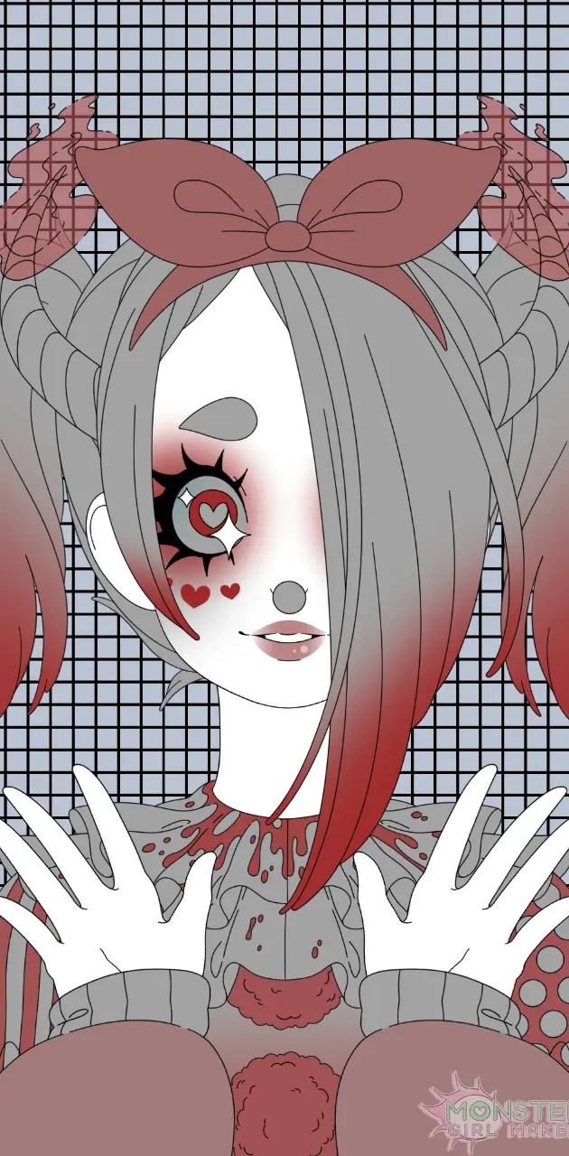 Gray red clown girl