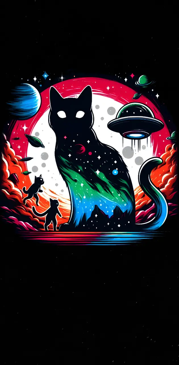 cat alien in the space