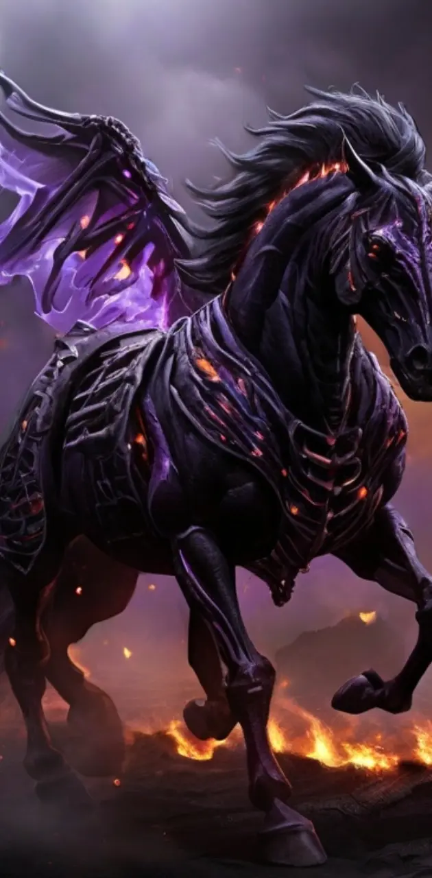 purple flaming horse