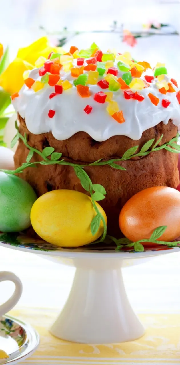 Easter Cake And Eggs