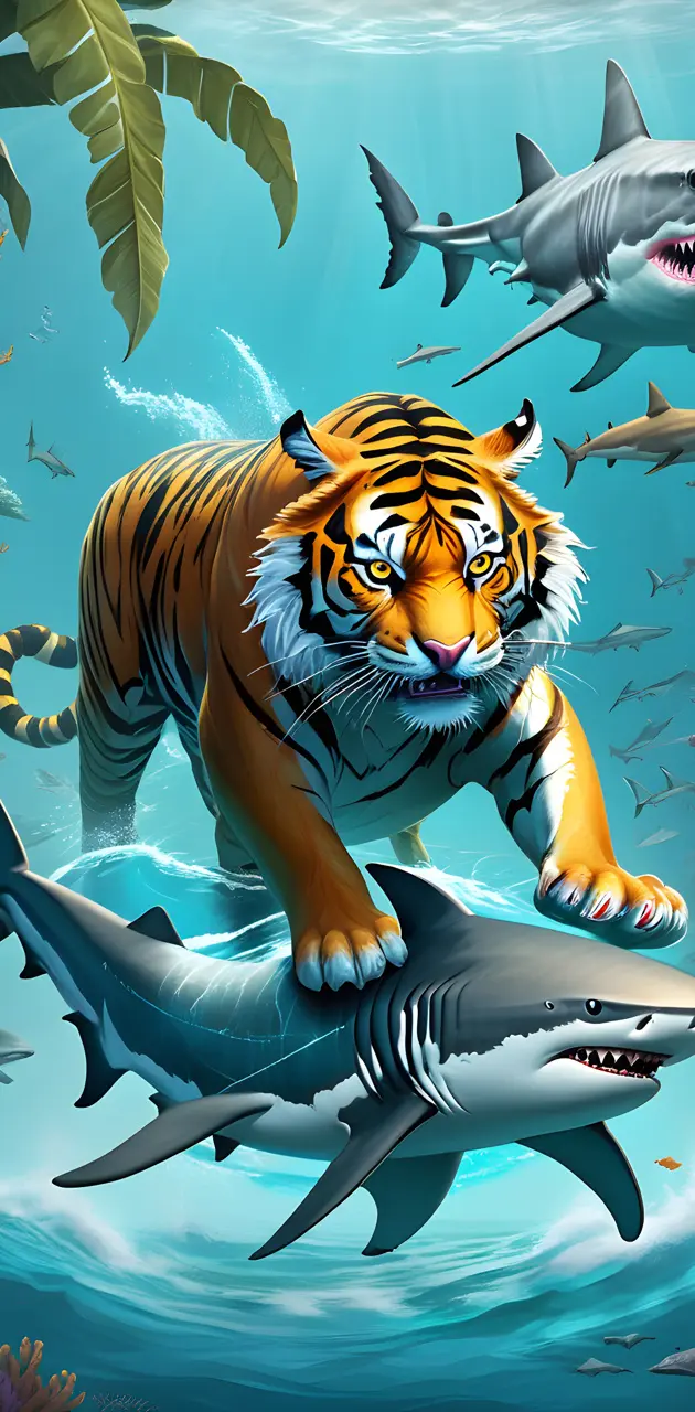 a tiger was treand by sharks