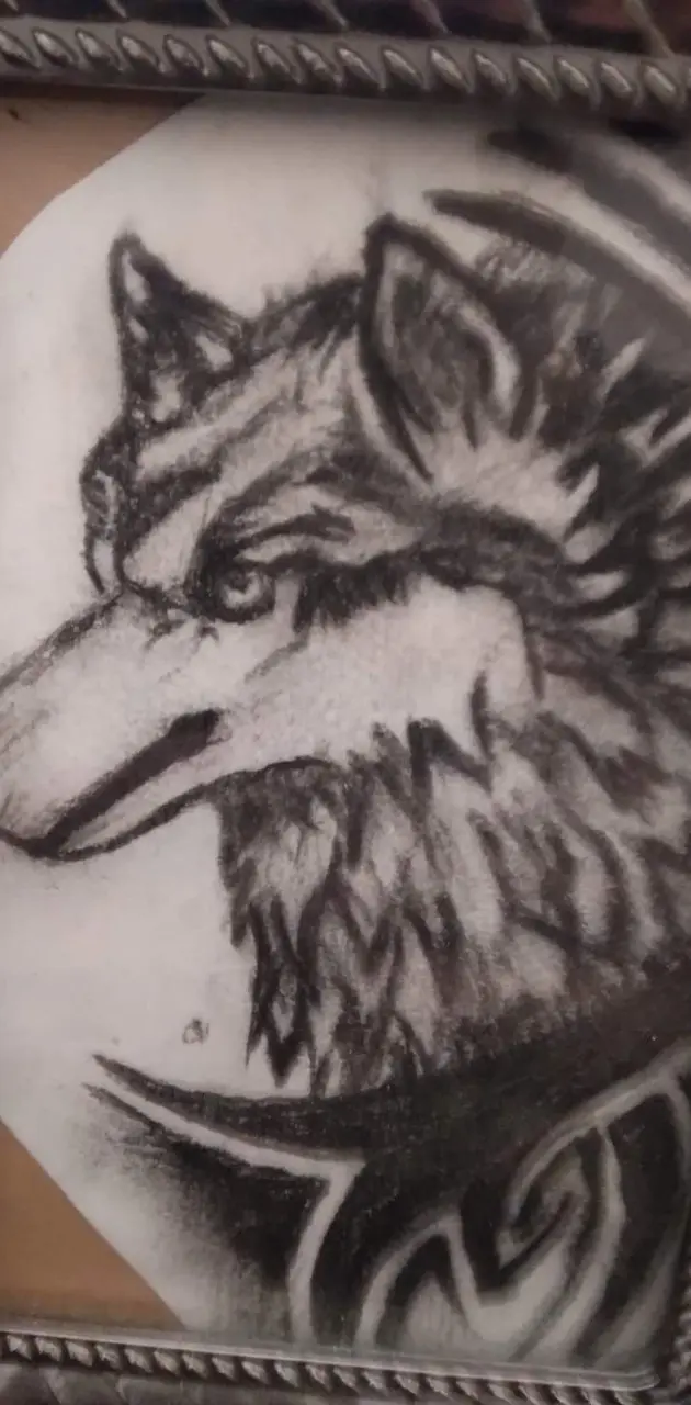 Drawing of tribal wolf