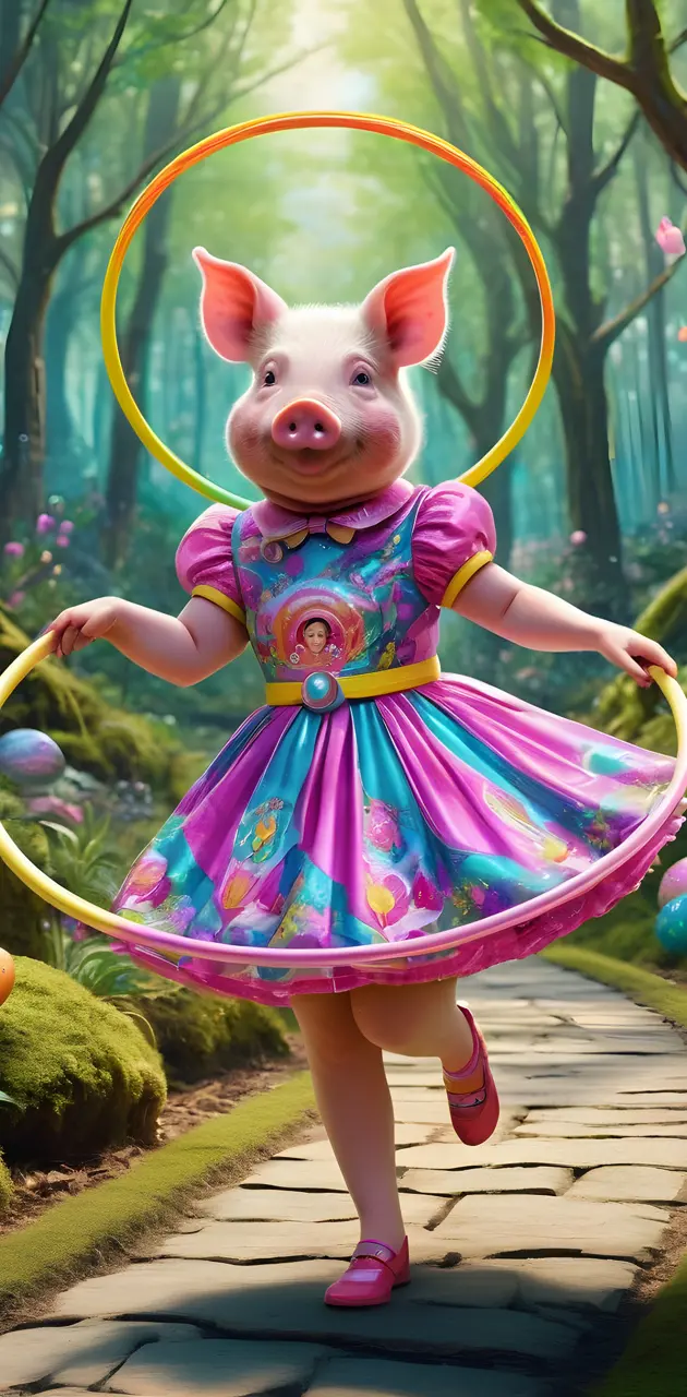 a pig wearing a dress and a hat